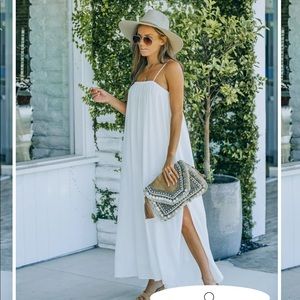 White Pocketed Midi Dress - Vici